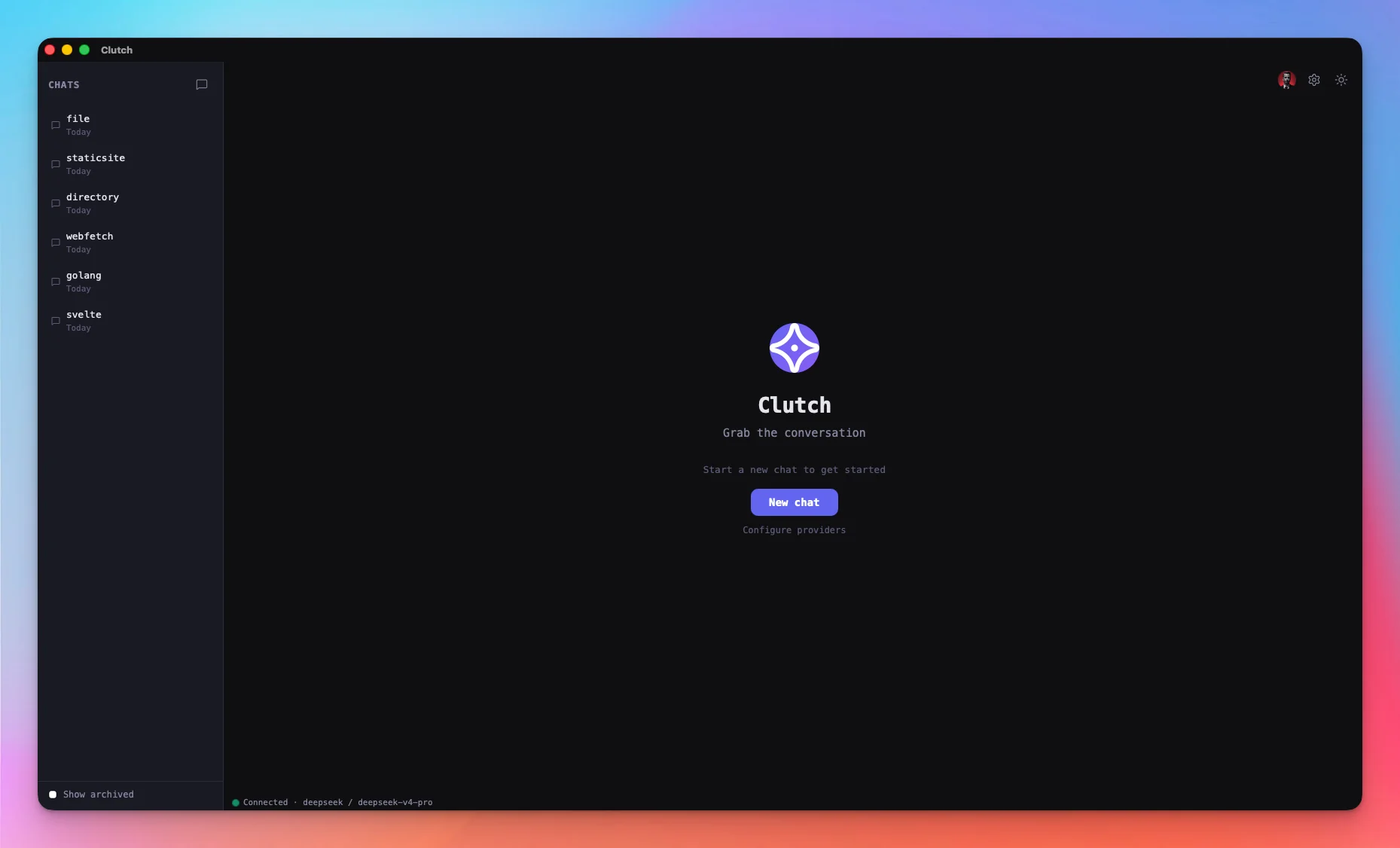 Welcome screen